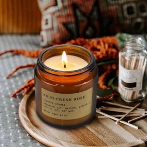 Custom New Soy Wax Smokeless Tea Colored Jar Cup Shape Aromatherapy Candle Gift 3.5OZ for Valentine’s Day Birthday Party