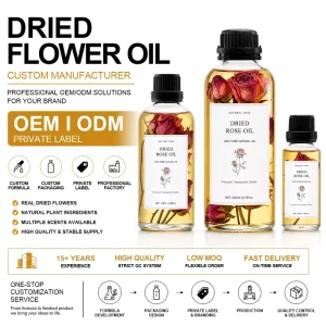 Custom OEM ODM Dried Rose Petal Oil 100% Pure Plant Extract Professional Manufacturer Beauty Brand Body Massage Oil Bulk