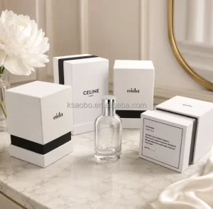 Custom Perfume Box Rigid Cardboard Cosmetic Packaging Gift Box Magnetic Closure Fragrance Embossing Recycled Materials