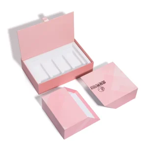 Custom Perfume Gift Sets Box Special Design Luxury Cosmetic Packaging Pink Rigid Paper Box Biodegradable Packaging