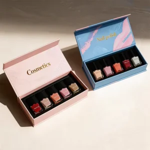 Custom Printed Brand logo Cosmetic Nail Care Set Magnetic Rigid Cardboard Press Gel Nail Polish Bottle Gift Packaging Paper Box