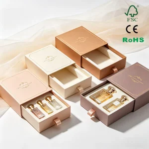 Custom Printed Premium Sliding Cardboard Gift Box for Cosmetic Skin Care Serum Perfume Bottle Packaging Box with EVA Insert