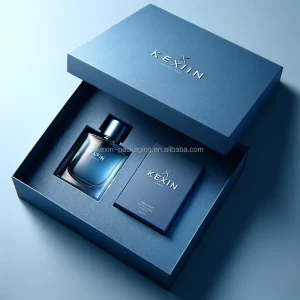 Custom Printing Navy Blue Two Pieces Box with Top for 100ml Perfume Luxury Perfume Gift Set Box