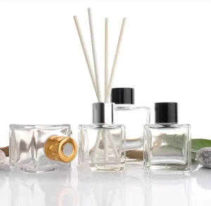 Custom Printing Round Clear Glass 50ml 100ml 150ml Empty Perfume Reed Diffuser Bottle for Bathroom