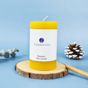 Custom Private Label Beeswax Pillar Candle Scented Wax Cylinder Warm Candlelight