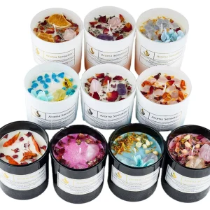 Custom Private Label Crystal Aromatherapy Scented Candle Luxury Glass Jar Flower Decor Gift