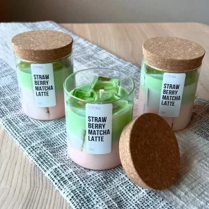 Custom Private Label Iced Coffee Matcha Latte Shape Art Candle Handmade Jelly Wax Scented Candles With Logo