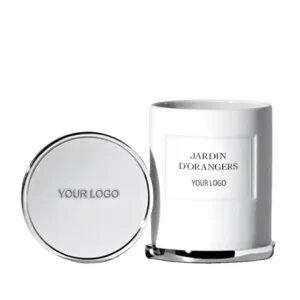 Custom Private Label Luxury Home Decor Scented Soy Wax Candle With White Ceramic Jar and Metal Lids