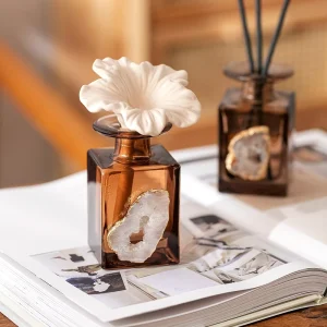 Custom Private Label Luxury Hotel Decoration Flameless Perfume Perfume Glass Bottle Gift Set Reed Diffuser