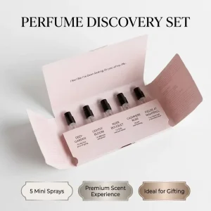 Custom Recyclable Luxury Perfume Discovery Set High End Rigid Sample Kit Precision Die cut Slots HD Printing Embossing