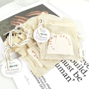 Custom Recyclable Organza Packaging Natural Small Organic Net Soap Cotton Mesh Drawstring Pouch Bags Exfoliating Saver
