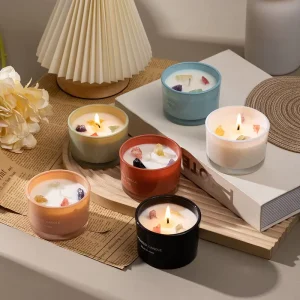 Custom Relaxing Luxury Glass Jar Scented Candle Soy Wax Aroma Crystal Scented Candles With Crystal