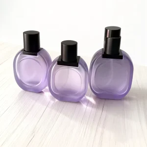 Custom Screen Printing Black 30ml 50ml Crown Cap Flat Empty Glass Fragrance Perfume Spray Bottle Vertical Stripe