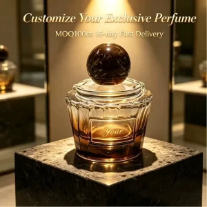Custom Shimmering Perfume Amber Gradient Bottle Marble Sphere Cap Long Lasting Oud Scent Private Label OEM Vendor