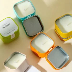 Custom Small Scented Square Container Candles Flower Soy Scented Candle and Lid