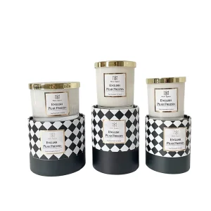 Custom Soy Wax Luxury Jars Glass 7 8 10 12 Oz Candle Jar Scented Set 3 Wicks Candles With Lid Metal and Boxes Packaging Cylinder