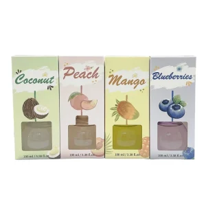 Custom Sustainable Summer Fruit Reed Diffuser Colored Round Glass Bottle Air Freshener for Cars for Summer Use