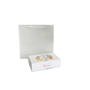 Custom White Paper Gift Bags With Matching Rigid Illustration Box Luxury Packaging Set for Skincare Perfume Cosmetics Boutique