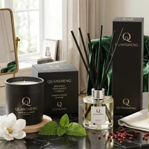 Custom luxury fragrance diffuser candle and reed diffuser gift set with logo