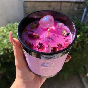Custom made Handcrafted Wooden Incense Chakra Candle Luxurious Healing Gemstone Crystal Soy Wax Scented Candle Dried Flower
