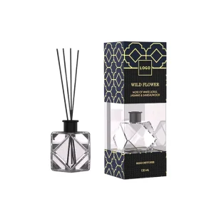 Customizable 120ml Fragrance Reed Diffuser Perfume Set with Packaging Boxes, Cold Air Diffuser Oil for Large Areas