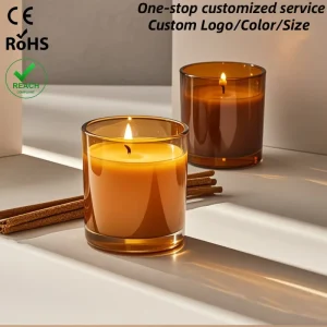Customizable Amber Recipiente Velas 8oz 10oz 12oz Elegant Empty Candle Glass Aromatherapy Jars Candle Pot Packaging