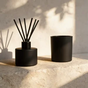 Customizable Color Glass Diffuser Bottles Home Fragrance Natural Reeds Classic Cylinder Matte Black