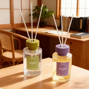 Customizable Fragrance Reed Diffuser 120ml Glass Bottle with Macaron Color Cap for Home Office Decor Long-Lasting Air Freshener