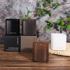 Customizable Logo Design Nordic Soy Beeswax Diwali Low MOQ Handmade Romantic Smokeless Glass Square Shape Scented Candles