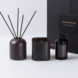 Customizable Reed Diffuser Eco-Friendly Scented Candle Gift Set in Gatefold Rigid Gift Box with 150ml Glass Bottle