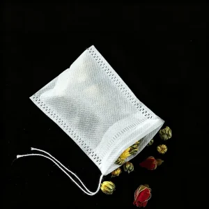 Customizable Size Non-Woven Filter Tea Bags Eco Disposable Drawstring Sachets for Loose Tea, Herbs & Scented Tea Packaging