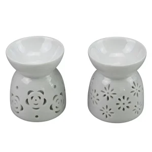 Customizable White Hollow Out Ceramic Aromatherapy Burners Essential Oil & Wax Melt Burner for Home SPA Decor Supplier