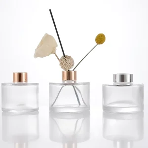 Customized 80ml, 110ml, and 150ml Round Glass Reed Diffuser Bottle with Gold Cap