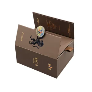 Customized Brown Perfume Packaging Folder Double Door Opening Paperboard Reusable Gift Box with Velvet Foam Insert Fragrance Set