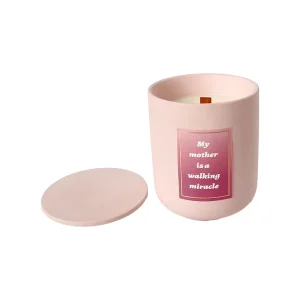 Customized Candle Manufacturers Personalized Bulk Hand Made Crackling Wood Wicks Soy Wax Scented Candles in Ceramic Jar With Lid
