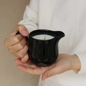 Customized Design Size Black Ceramic Essential Oil Massage Candle Home Decoration Black Ceramic Aromatherapy Candles