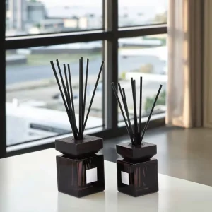 Customized Empty 100ml Black Aromatherapy Glass Diffuser Bottle with Wooden Cap