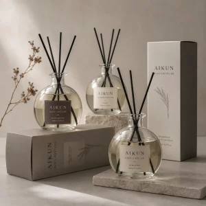 Customized Fragrance Warm Neutral Ball Glass Reed Diffuser with Gift Box for Home Hotel SPA Bedroom Retail Decor