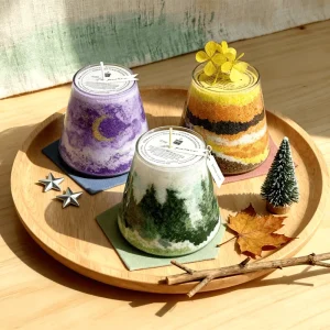 Customized Handmade Palm Wax Candles with 13 Flavors Strong Diffusion Power Non Toxic Votive Candles for Christmas and Offices