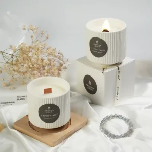 Customized High-quality Ceramic Cups with Wooden Cores and Natural Soy Wax Scented Candles