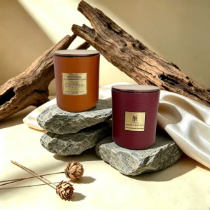 Customized Leather Candle Packaging with Logo and Scented Soy Wax Candles