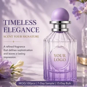 Customized Logo Lavender Fragrance Perfume 100ml EDP Ribbed Purple Bottle Thank You Gift Long Lasting Floral Scent Parfum ODM