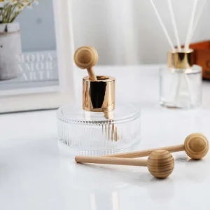 Customized Natural Pine Wooden Reed Diffuser Ball with Rattan Stick House Air Freshener