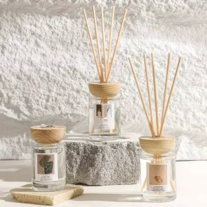 Customized Non-Fire Household Aromatherapy Glass Bottle Empty Reed Diffuser with Screw Perfume Sprayer and Boxed Packaging