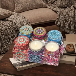 Customized Pattern 6 Pack Candles Home Fragrance Aromatherapy Tin Candles Gift Set Private Label Scented Candle