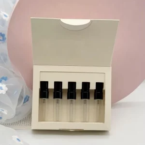 Customized Size 5pcs Mini Perfume Cosmetic Use Cardboard Kraft Paper Drawing Box Packaging Set