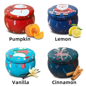 Customized Tin Smoke Less Relaxing Scented Candles Gift Set for Christmas Keepsake