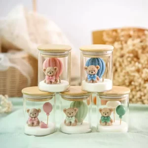 Cute Bear Floral Scented Soy Wax Candle Jar Handmade Modern Eco Friendly Design for Valentine’s Day Christmas Easter