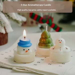 Cute Bear Snowman Christmas Tree Tealight Candles Mini Scented Glass Candle Xmas Table Decor Holiday Gift Ornament