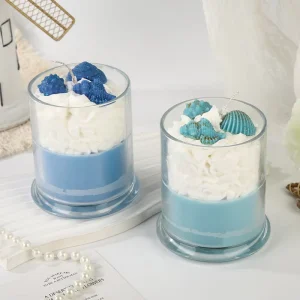 Cute Cupcake Style Scented Candle in Glass Jar With Simulated Cream and Fruit Toppings Home Decoration Aromatherapy
